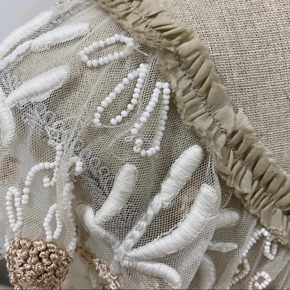 Free People Beaded Lace Shift Dress Cream Regal Princess Core Sz S Bridgerton - Picture 8 of 16